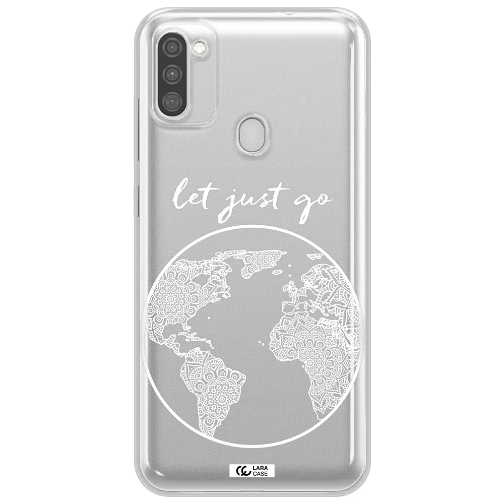 a white background with a circle Samsung M11 Clear TPU Case
