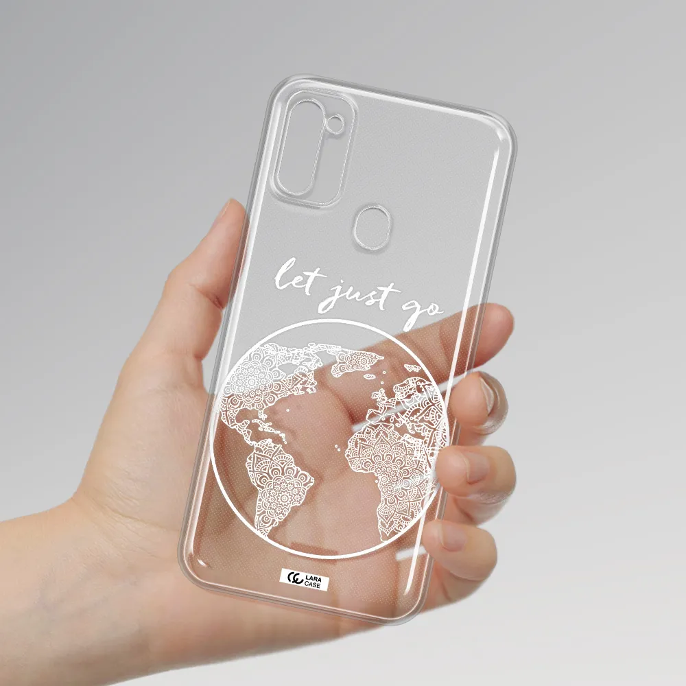 a white background with a circle Samsung M11 Clear TPU Case