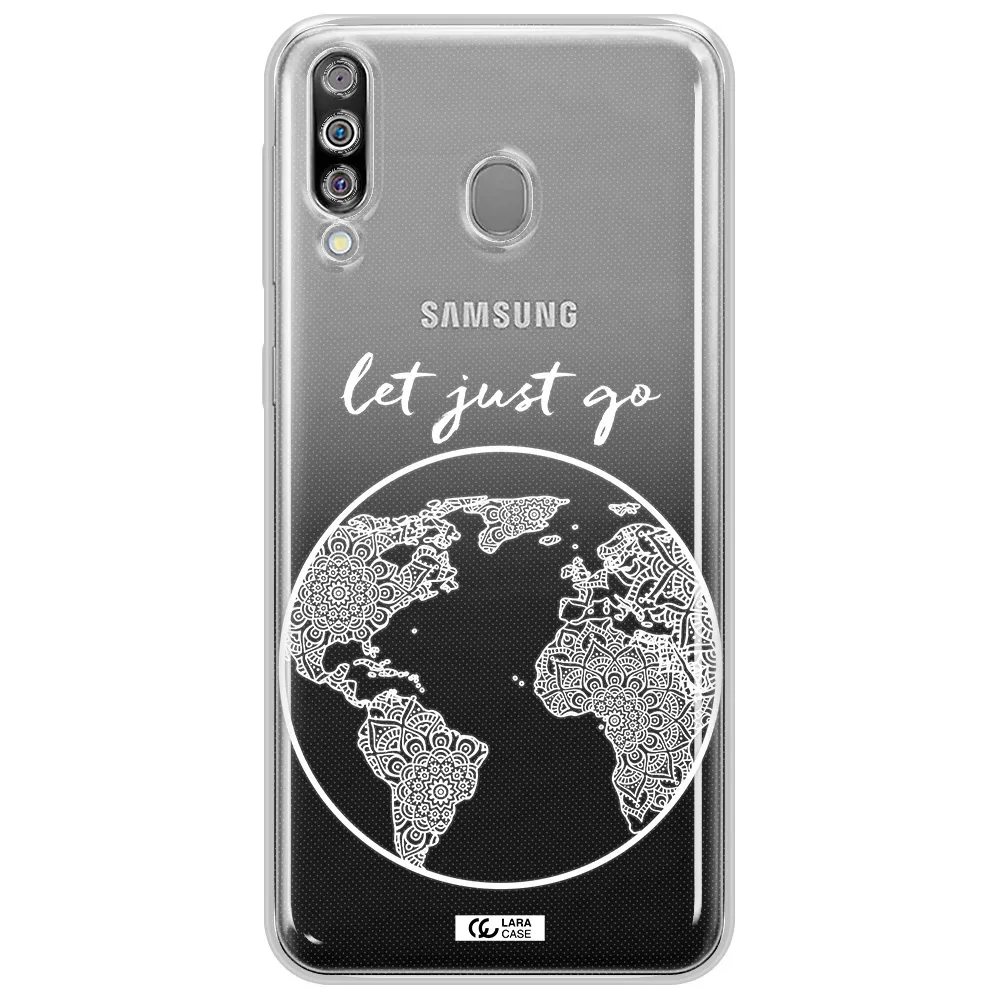 a white background with a circle Samsung M30 Clear TPU Case