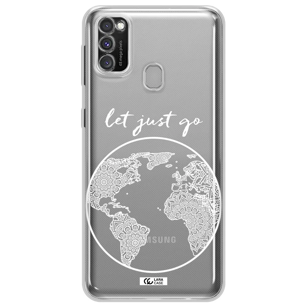a white background with a circle Samsung M30S Clear TPU Case