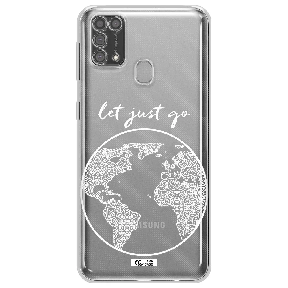 a white background with a circle Samsung M31 Clear TPU Case