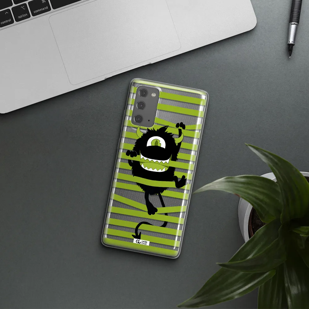 a white background with a circle Samsung Note 20 Clear TPU Case