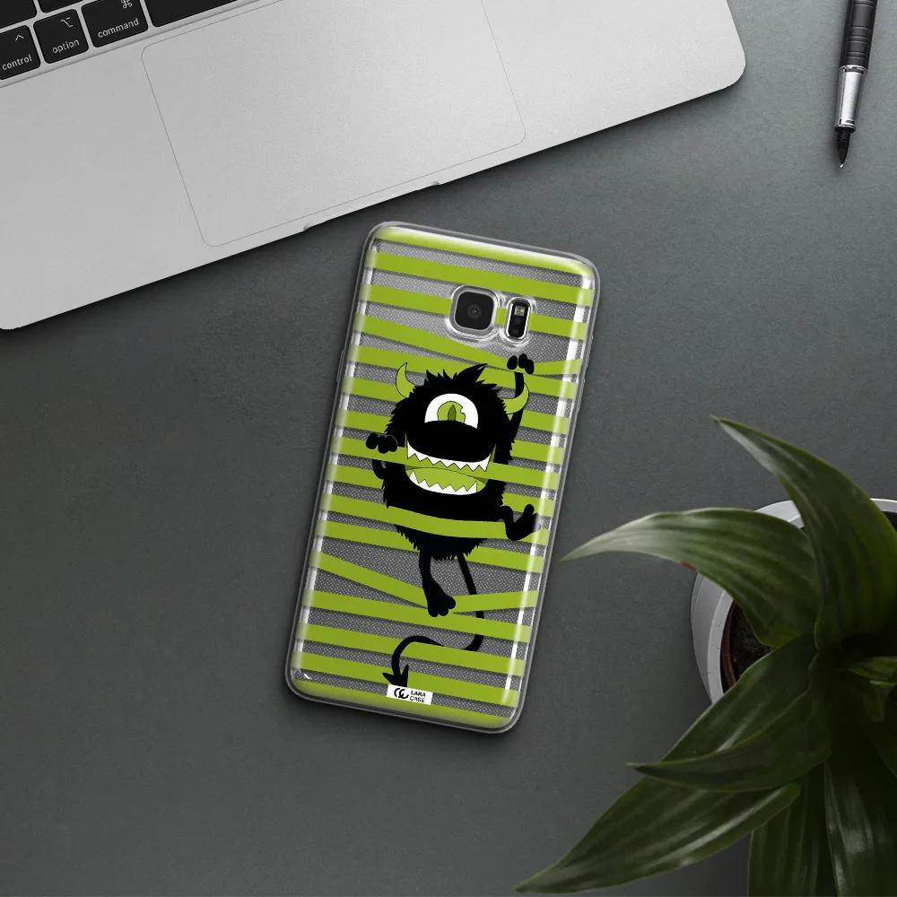 a white background with a circle Samsung Note 5 Clear TPU Case