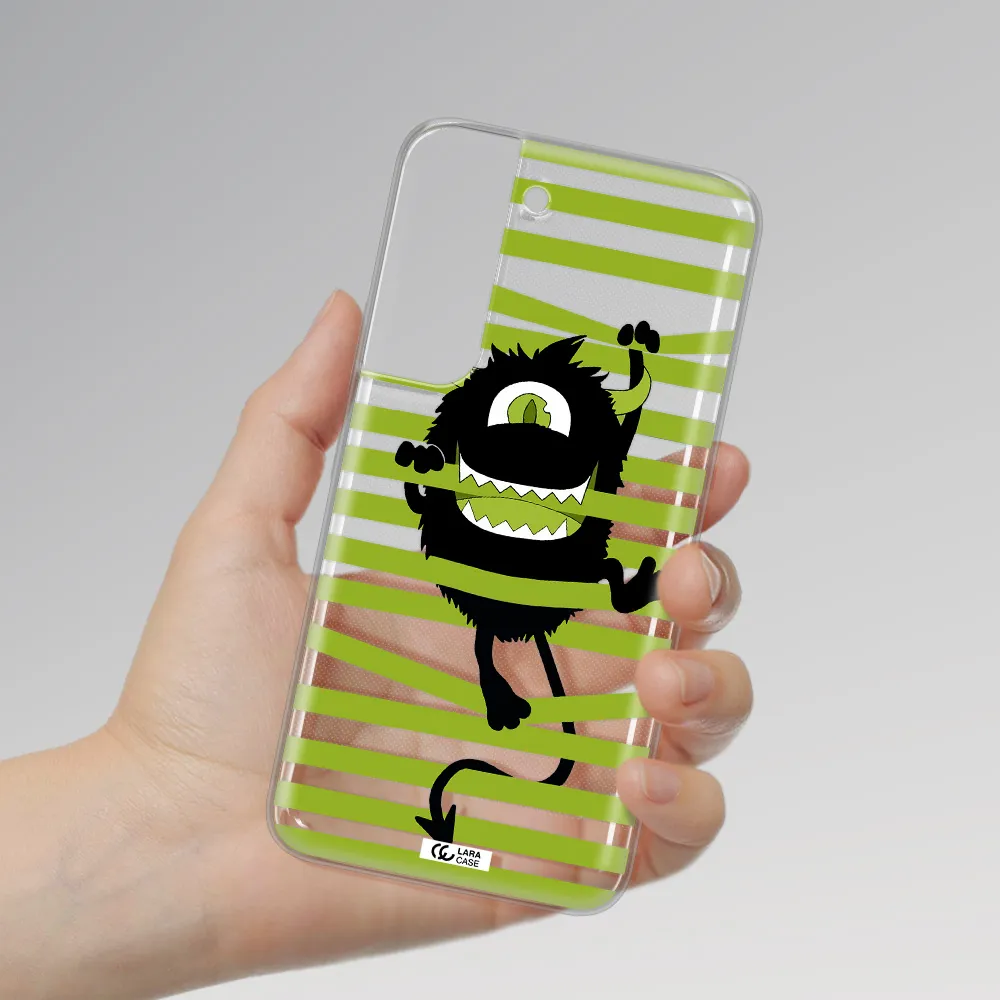 a white background with a circle Samsung S 22 Plus Clear TPU Case