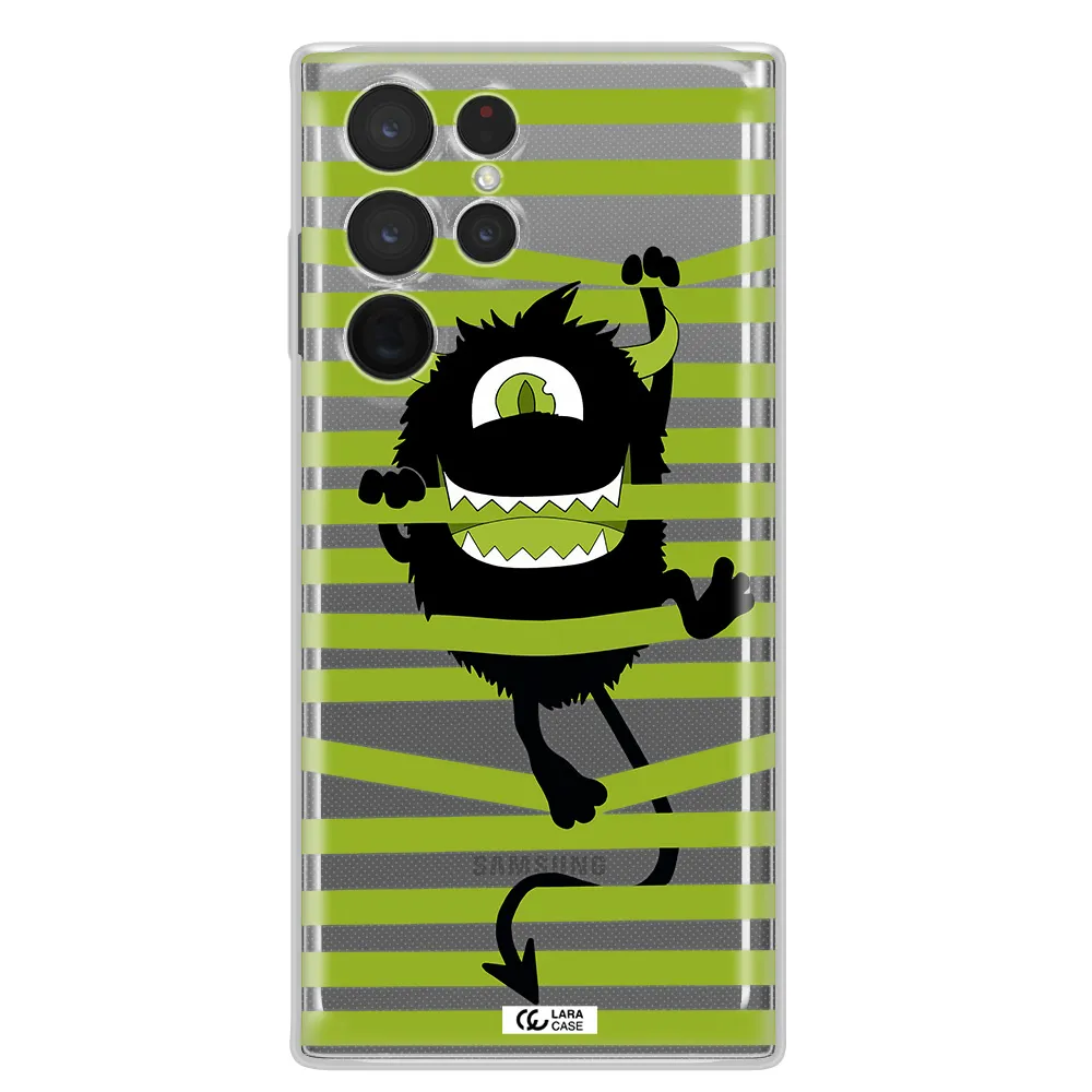 a white background with a circle Samsung S 22 Ultra Clear TPU Case