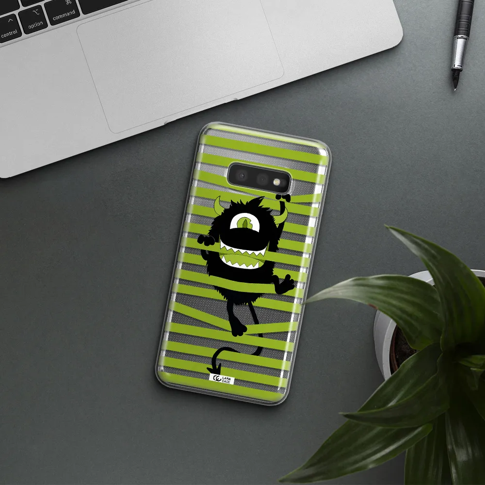 a white background with a circle Samsung S10e Clear TPU Case