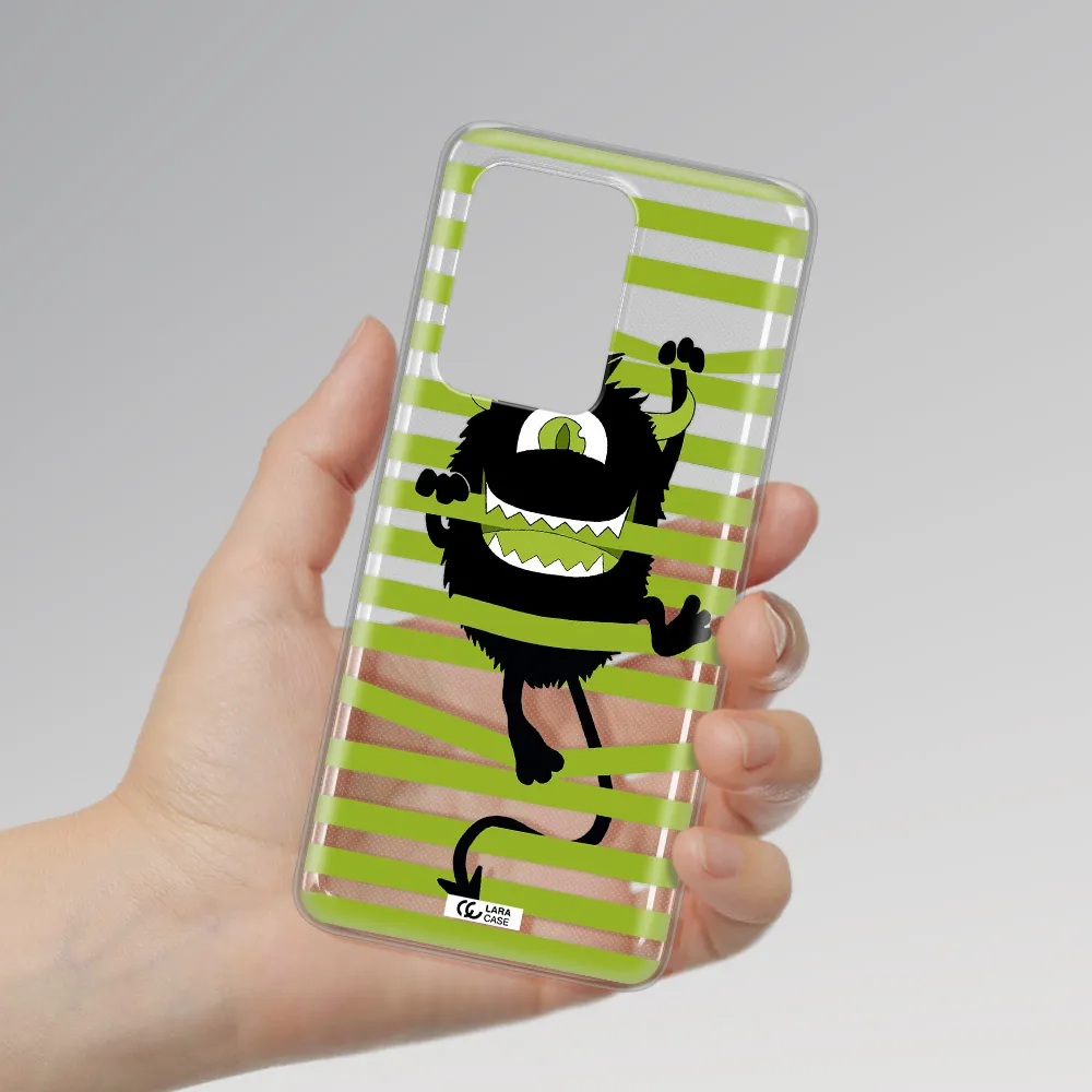 a white background with a circle Samsung S20 Ultra Clear TPU Case