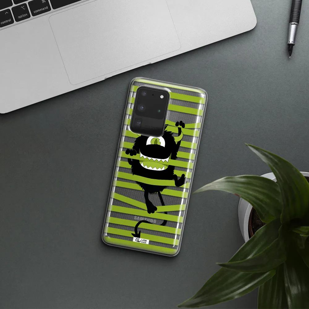 a white background with a circle Samsung S20 Ultra Clear TPU Case