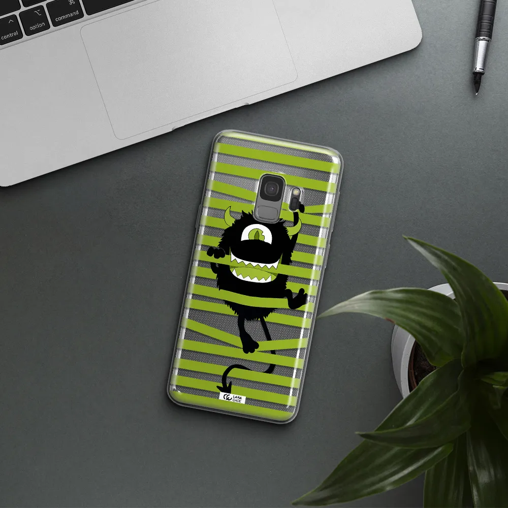 a white background with a circle Samsung S9 Clear TPU Case