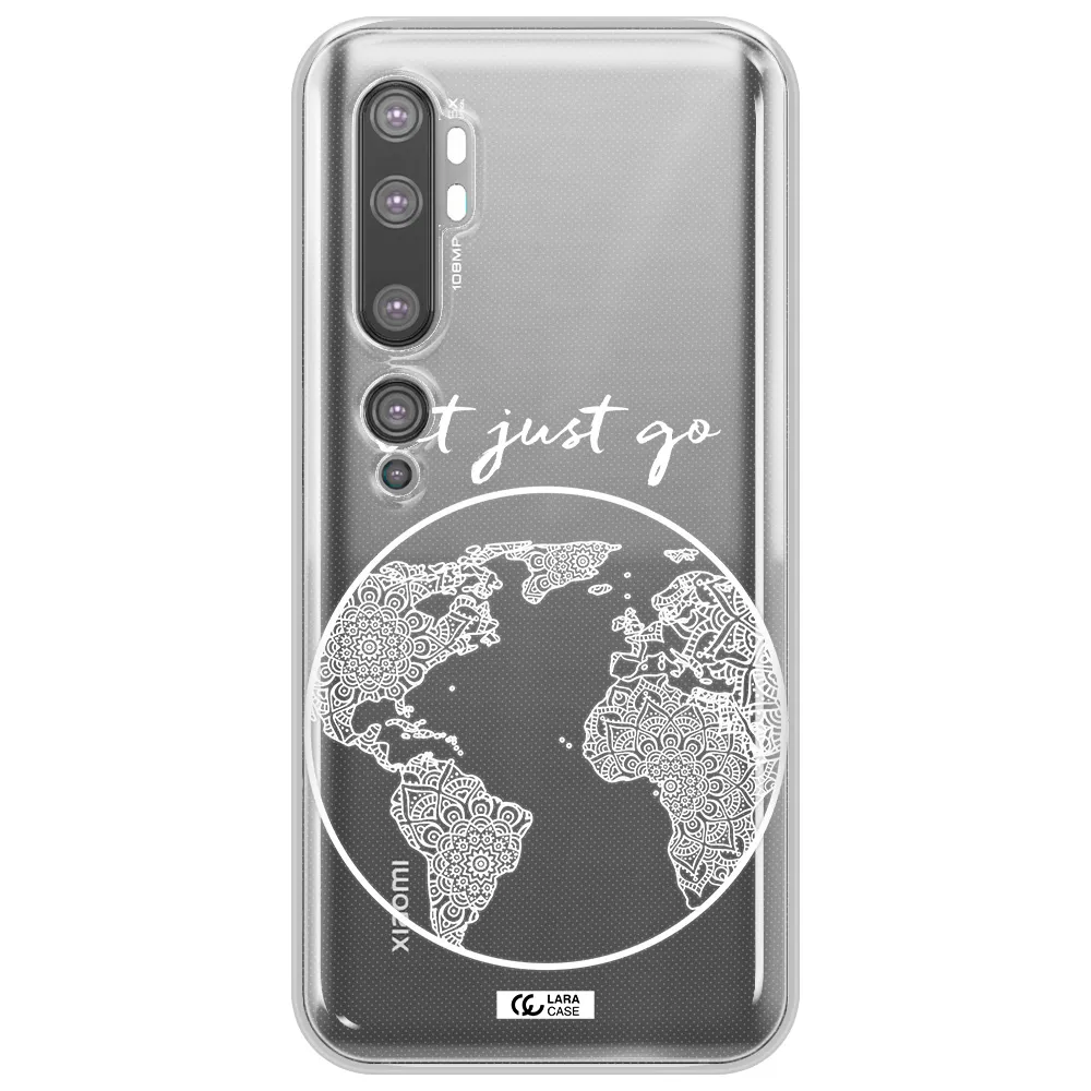 a white background with a circle Xiaomi Mi Note 10 Clear TPU Case