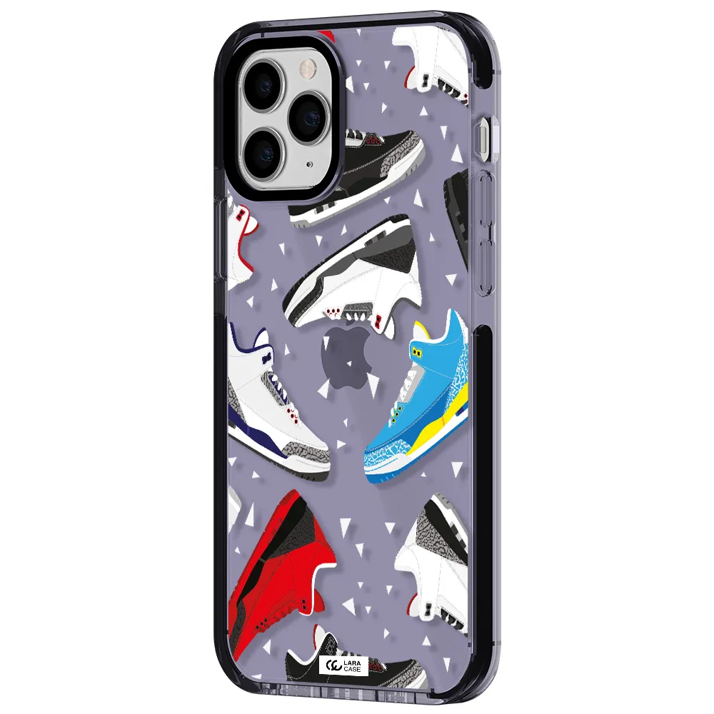 a pattern of different colored shoes Apple iPhone 11 pro max impact Lilac Case