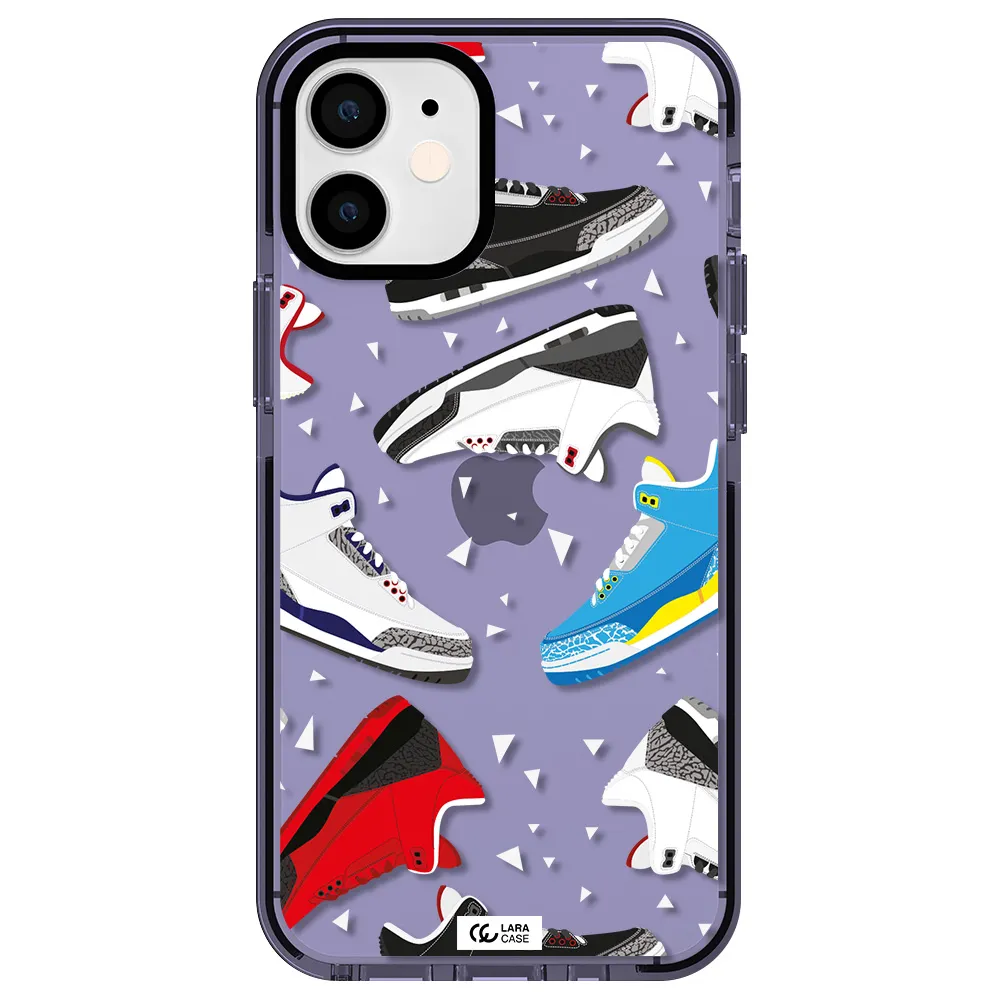 a pattern of different colored shoes Apple iPhone 12 mini impact Lilac Case
