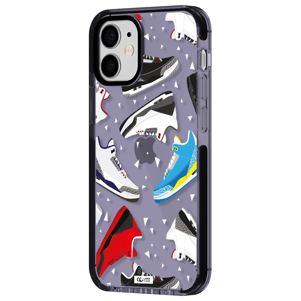 a pattern of different colored shoes Apple iPhone 12 mini impact Lilac Case