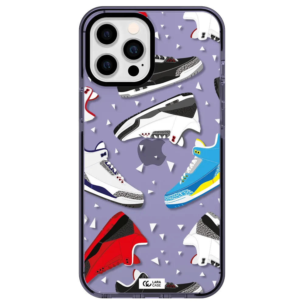 a pattern of different colored shoes Apple iPhone 12 pro max impact Lilac Case