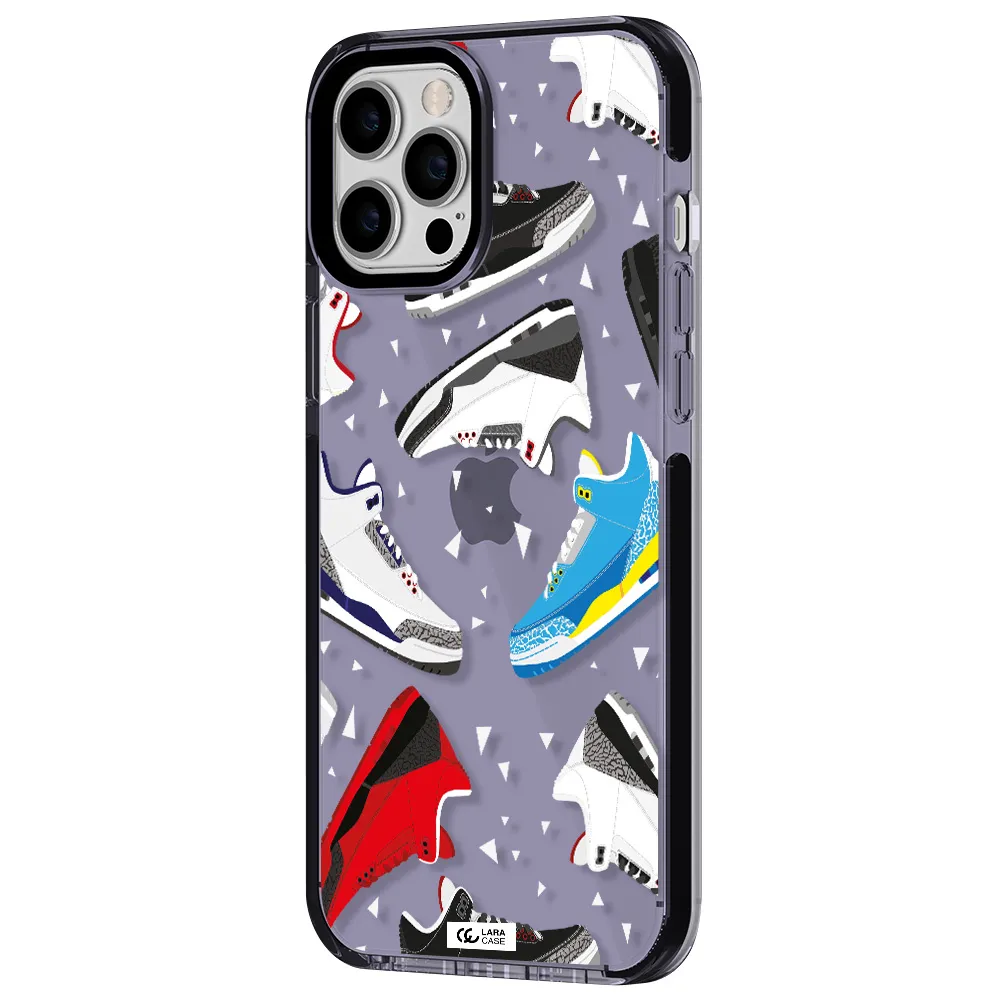 a pattern of different colored shoes Apple iPhone 12 pro max impact Lilac Case