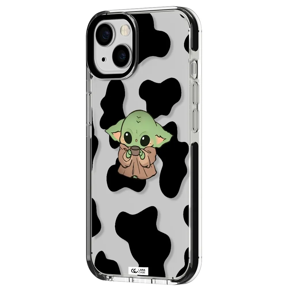 a pattern of different colored shoes Apple iPhone 13 impact black border Case