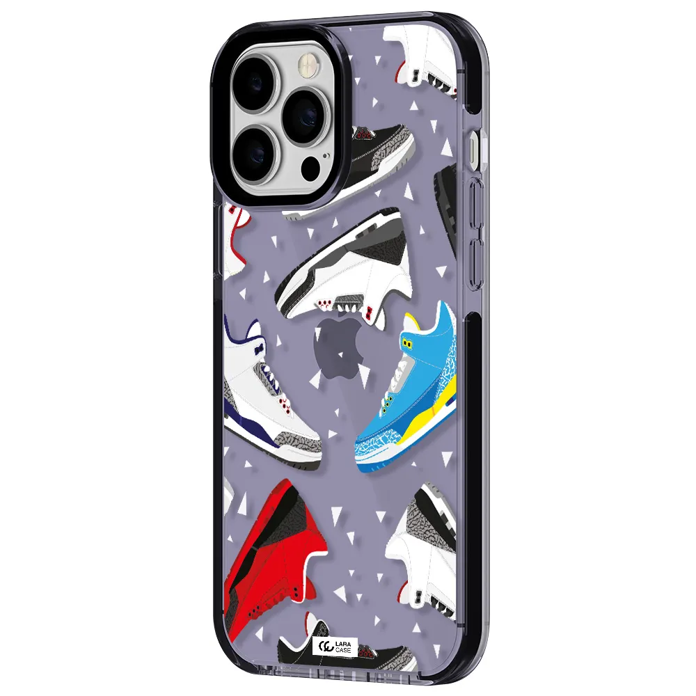 a pattern of different colored shoes Apple iPhone 13 Pro Max impact Lilac Case