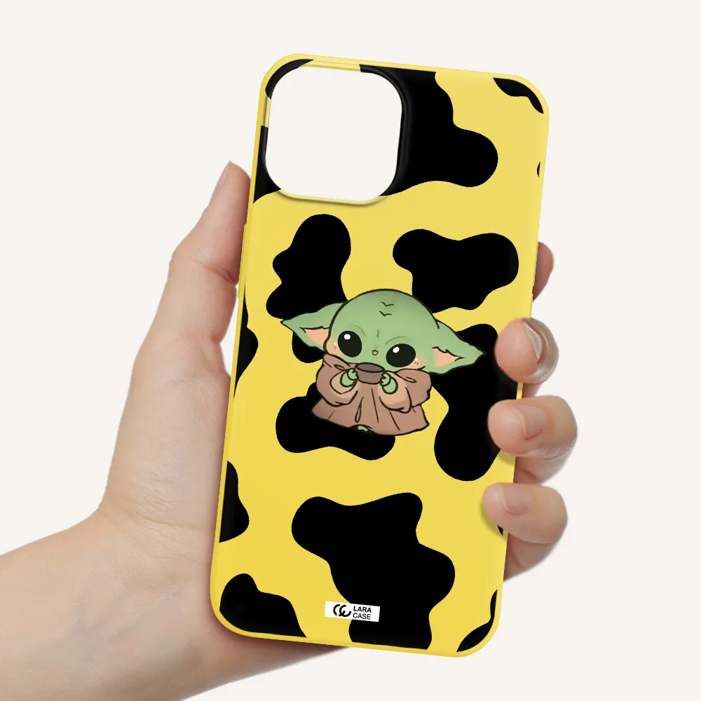 a pattern of different colored shoes Apple iPhone 13 Silicone canary yellow Case