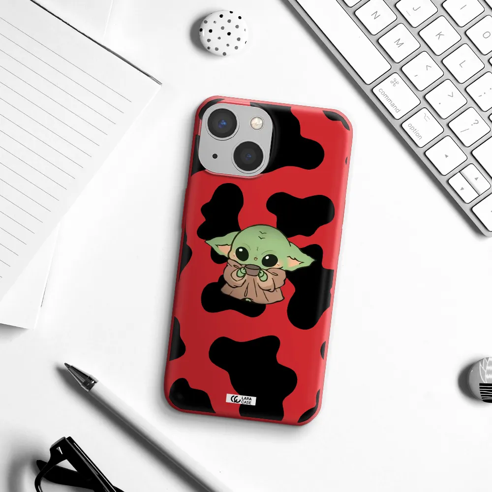 a pattern of different colored shoes Apple iPhone 13 Silicone Imperial Red Case