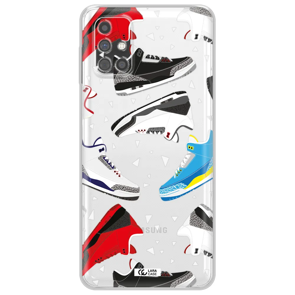 a pattern of different colored shoes Samsung M31S Clear TPU Case