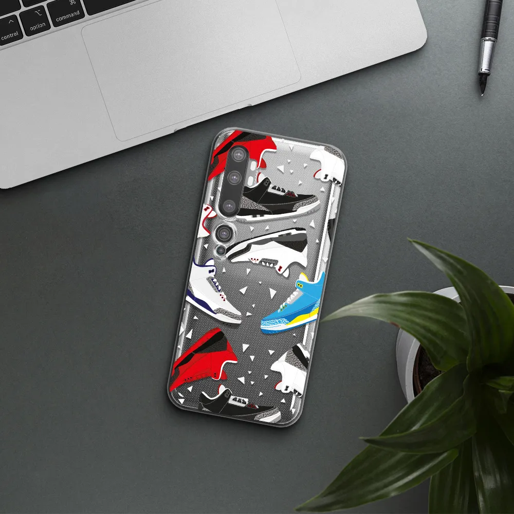 a pattern of different colored shoes Xiaomi Mi Note 10 Clear TPU Case