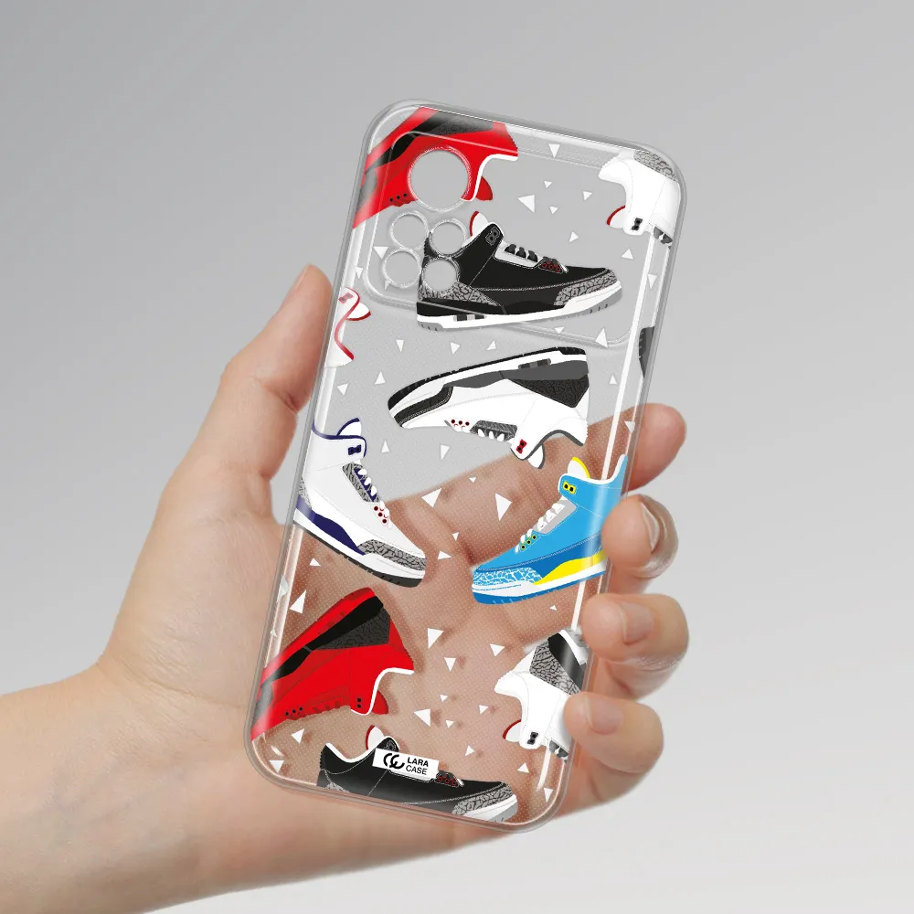 a pattern of different colored shoes Xiaomi Poco X4 Pro Clear TPU Case