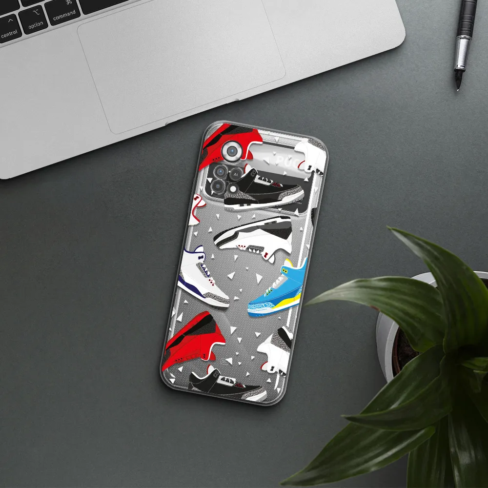 a pattern of different colored shoes Xiaomi Poco X4 Pro Clear TPU Case