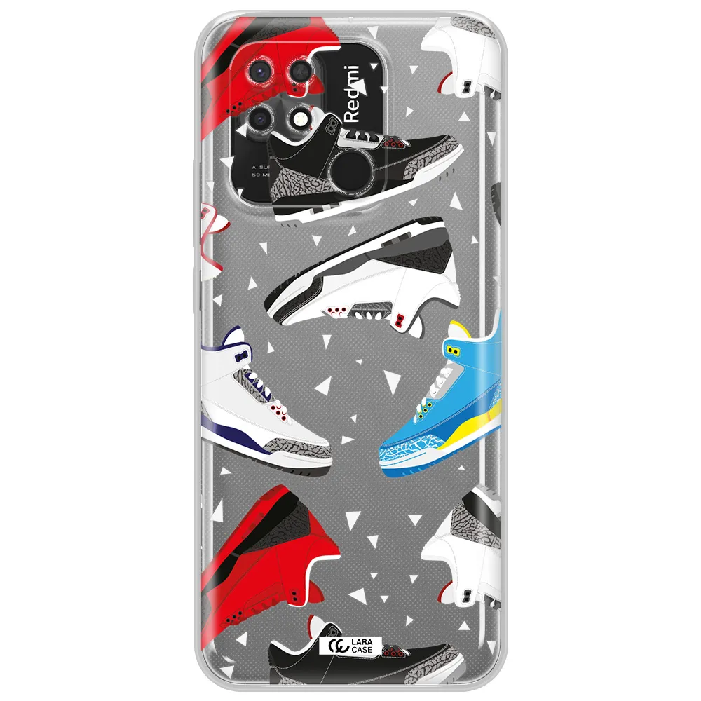 a pattern of different colored shoes Xiaomi Redmi 10C Clear TPU Case