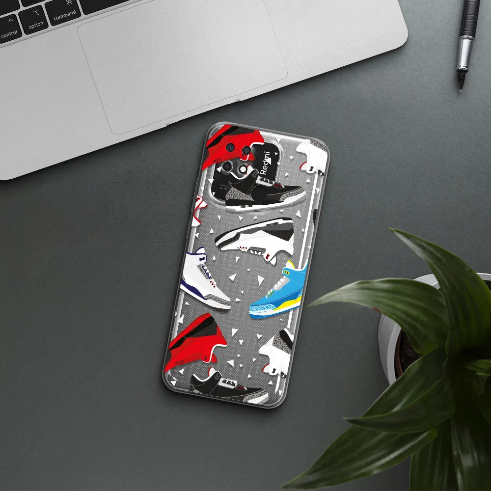 a pattern of different colored shoes Xiaomi Redmi 10C Clear TPU Case