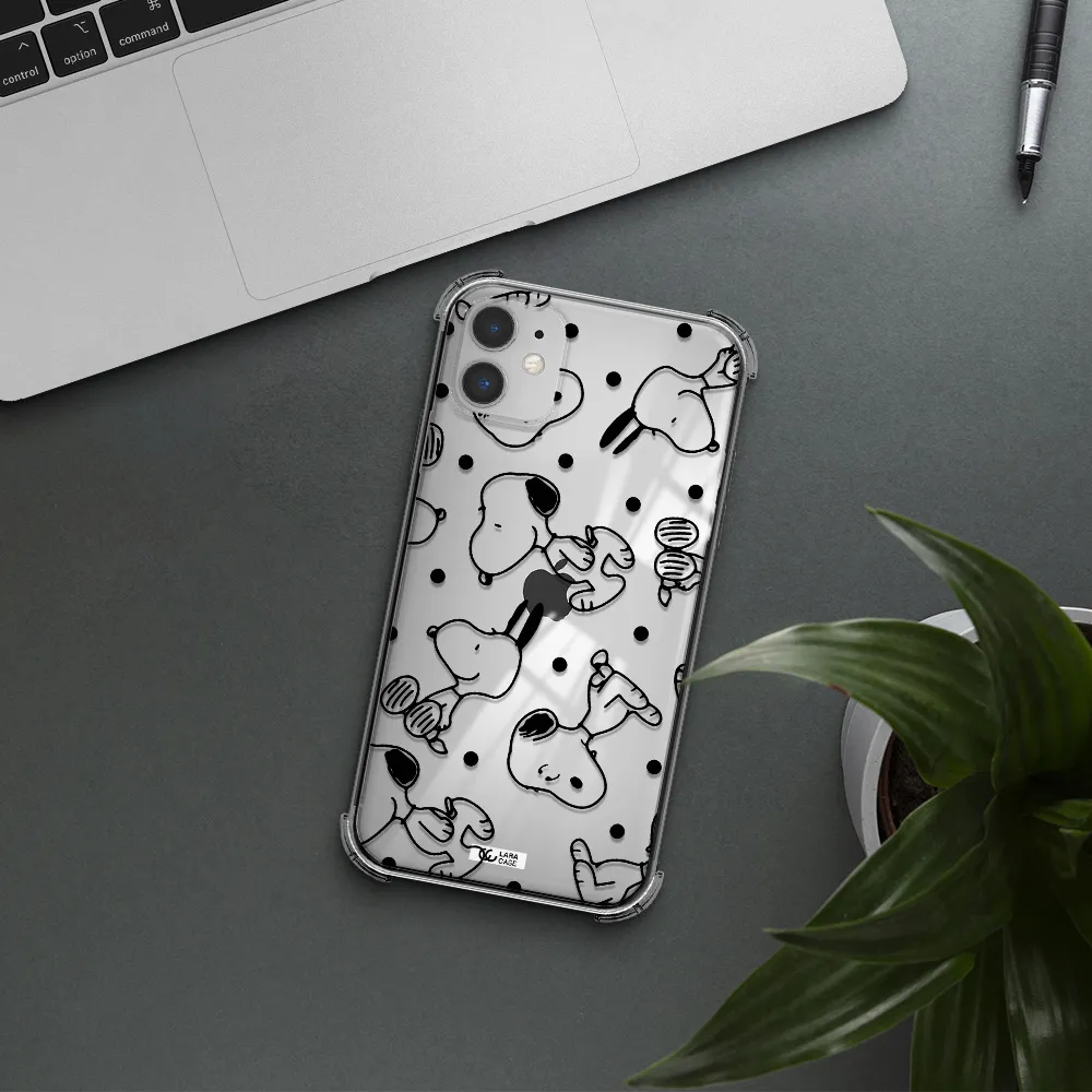 a pattern of cartoon characters Apple iPhone 11 Clear PC Case