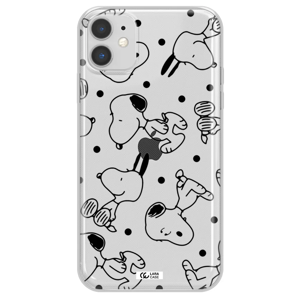 a pattern of cartoon characters Apple iPhone 11 Clear TPU Case