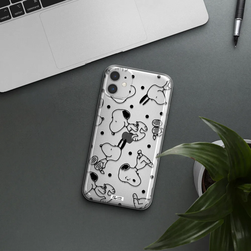 a pattern of cartoon characters Apple iPhone 11 Clear TPU Case