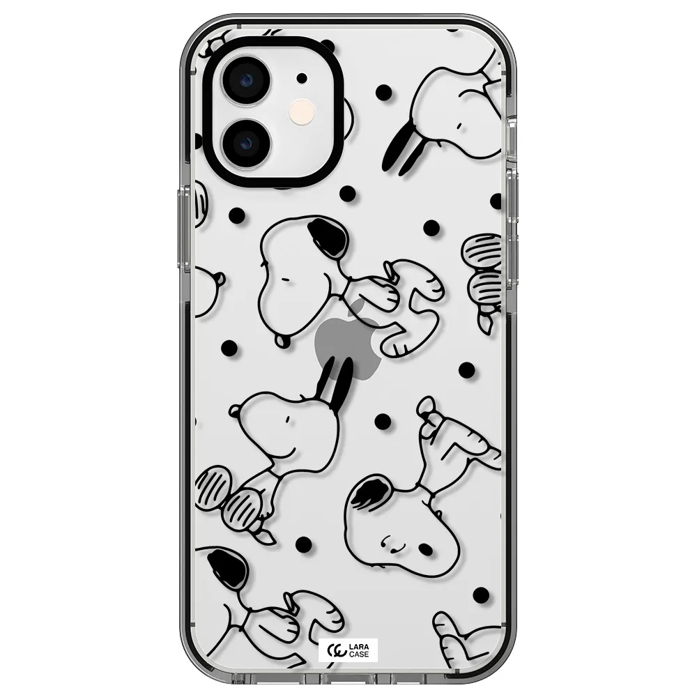 a pattern of cartoon characters Apple iPhone 11 impact black border Case