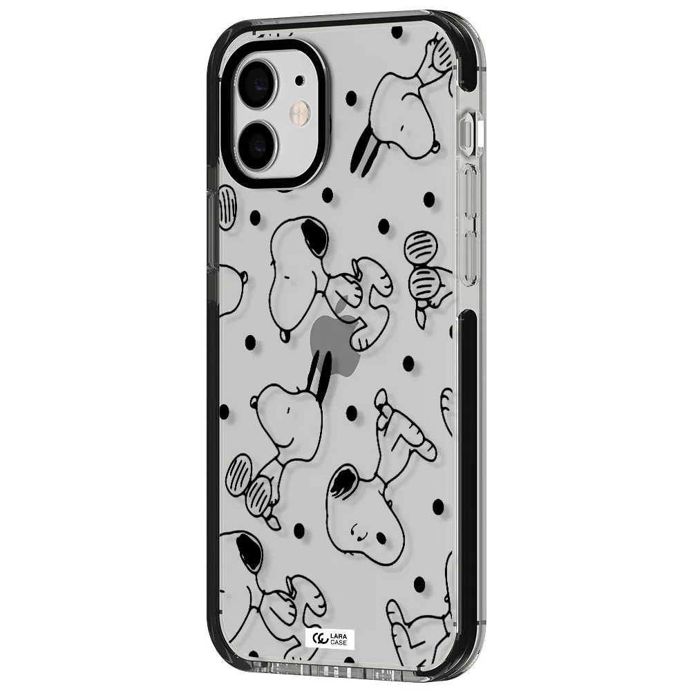 a pattern of cartoon characters Apple iPhone 11 impact black border Case