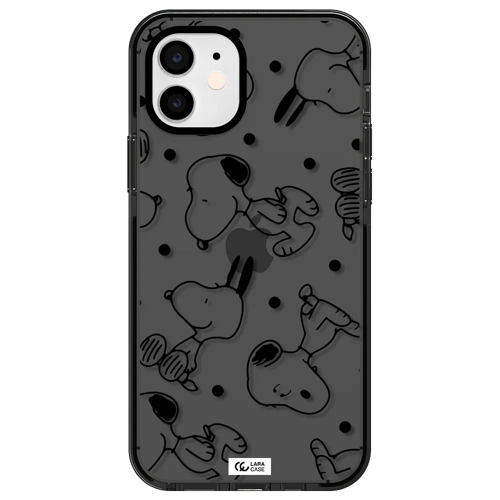 a pattern of cartoon characters Apple iPhone 11 impact Smoke Black Case