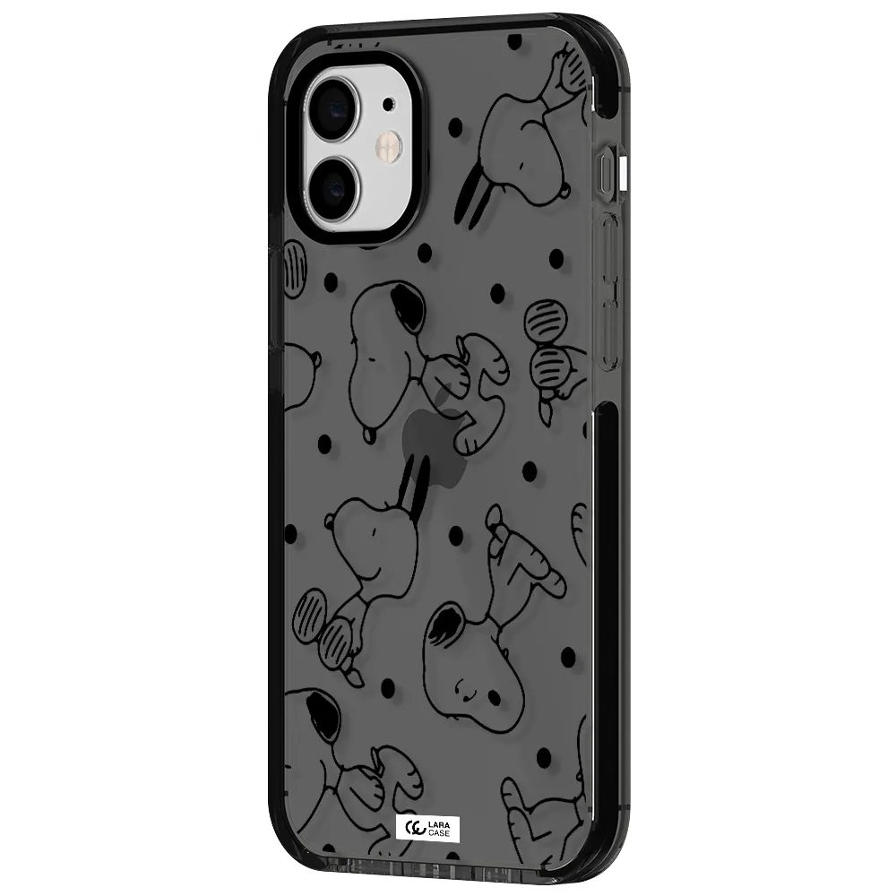 a pattern of cartoon characters Apple iPhone 11 impact Smoke Black Case