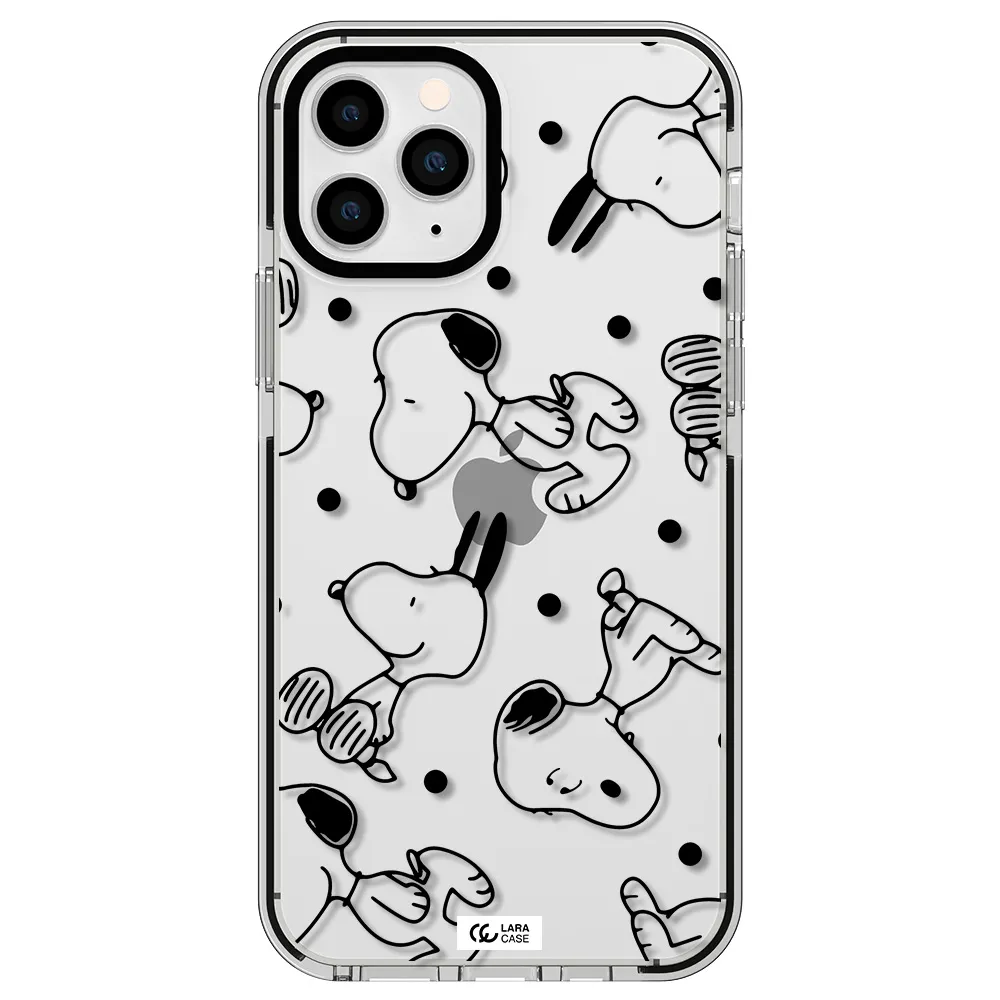a pattern of cartoon characters Apple iPhone 11 pro max impact black border Case