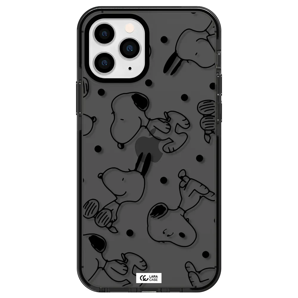 a pattern of cartoon characters Apple iPhone 11 pro max impact Smoke Black Case