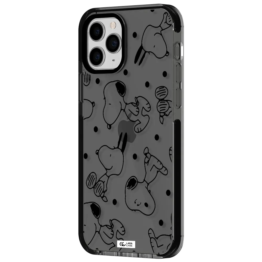 a pattern of cartoon characters Apple iPhone 11 pro max impact Smoke Black Case
