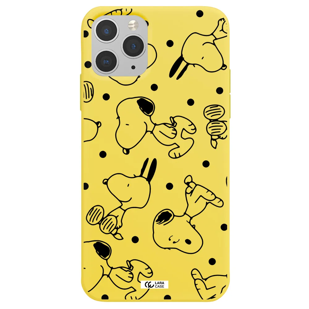 a pattern of cartoon characters Apple iPhone 11 pro max Silicone canary yellow Case