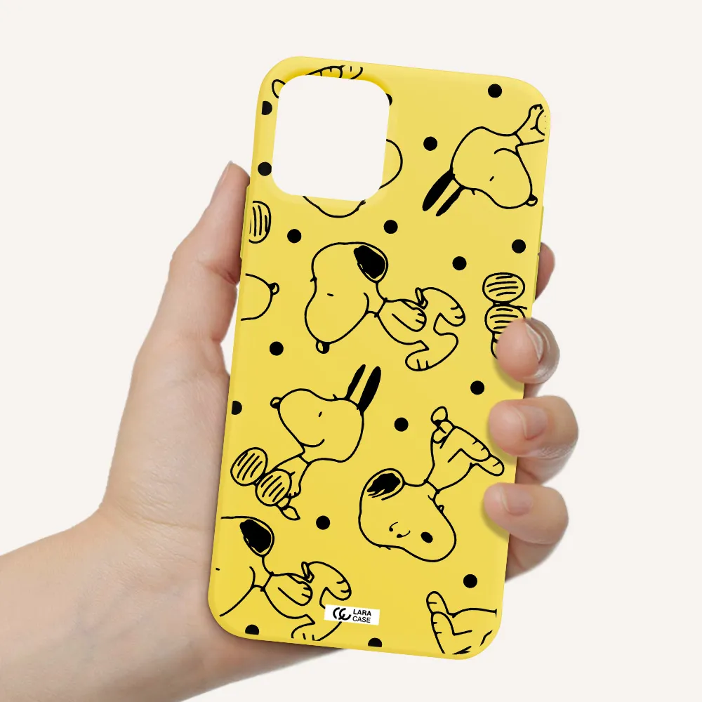 a pattern of cartoon characters Apple iPhone 11 pro max Silicone canary yellow Case
