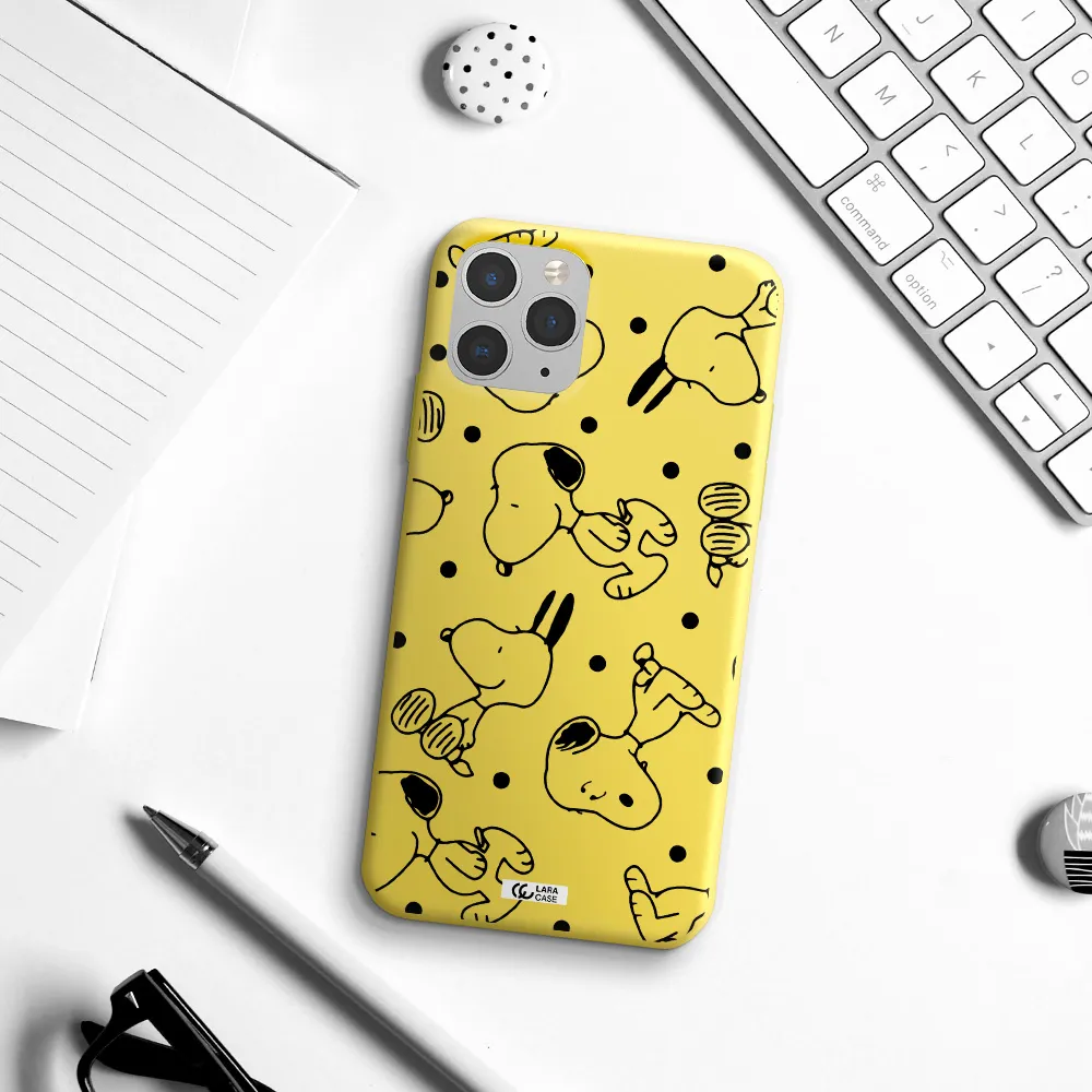 a pattern of cartoon characters Apple iPhone 11 pro max Silicone canary yellow Case