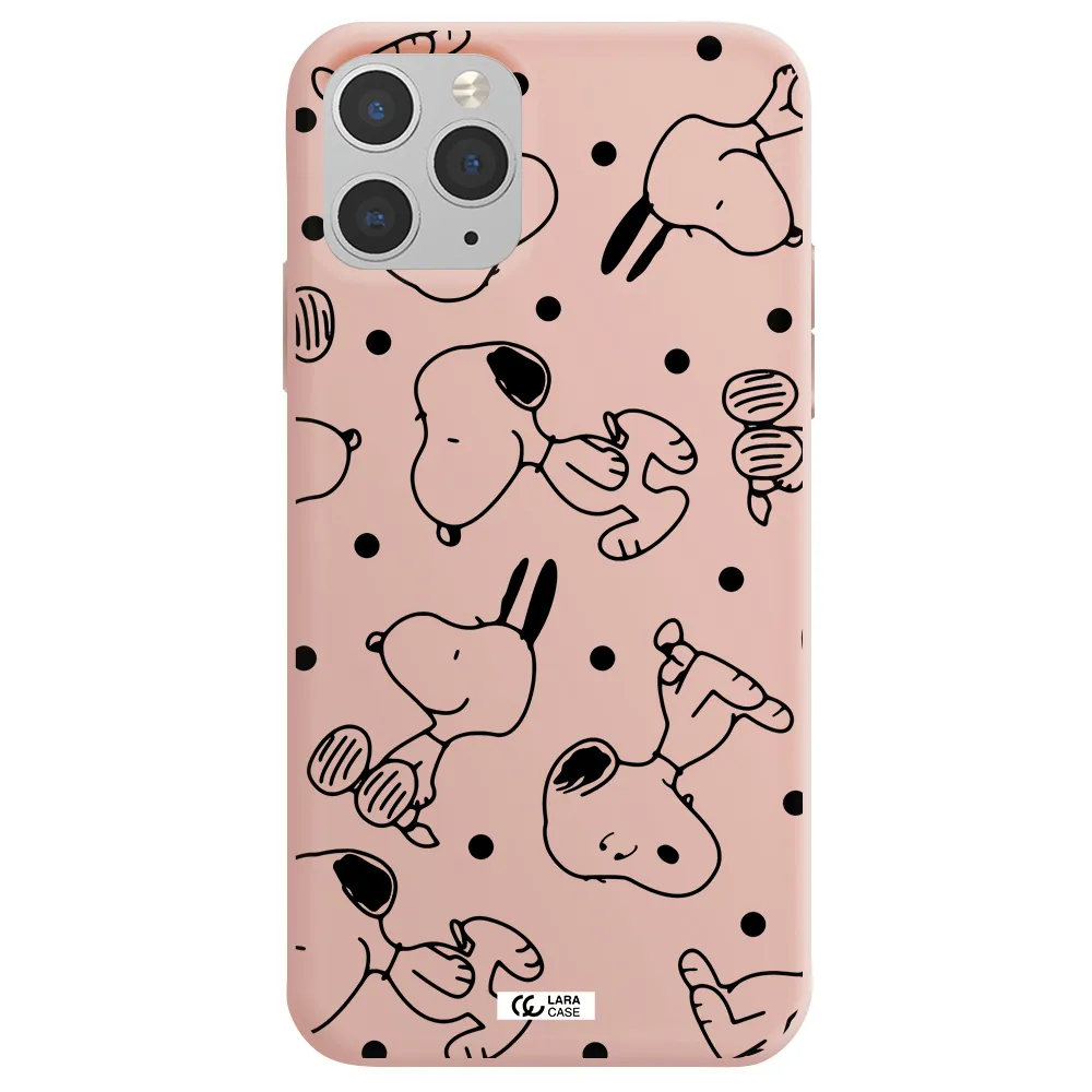 a pattern of cartoon characters Apple iPhone 11 pro Silicone pastel pink Case