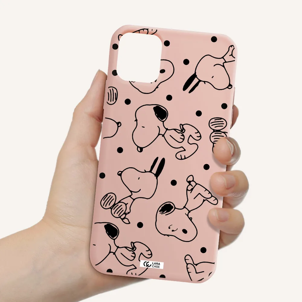 a pattern of cartoon characters Apple iPhone 11 Silicone pastel pink Case