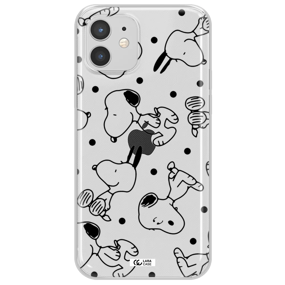 a pattern of cartoon characters Apple iPhone 12 Clear TPU Case