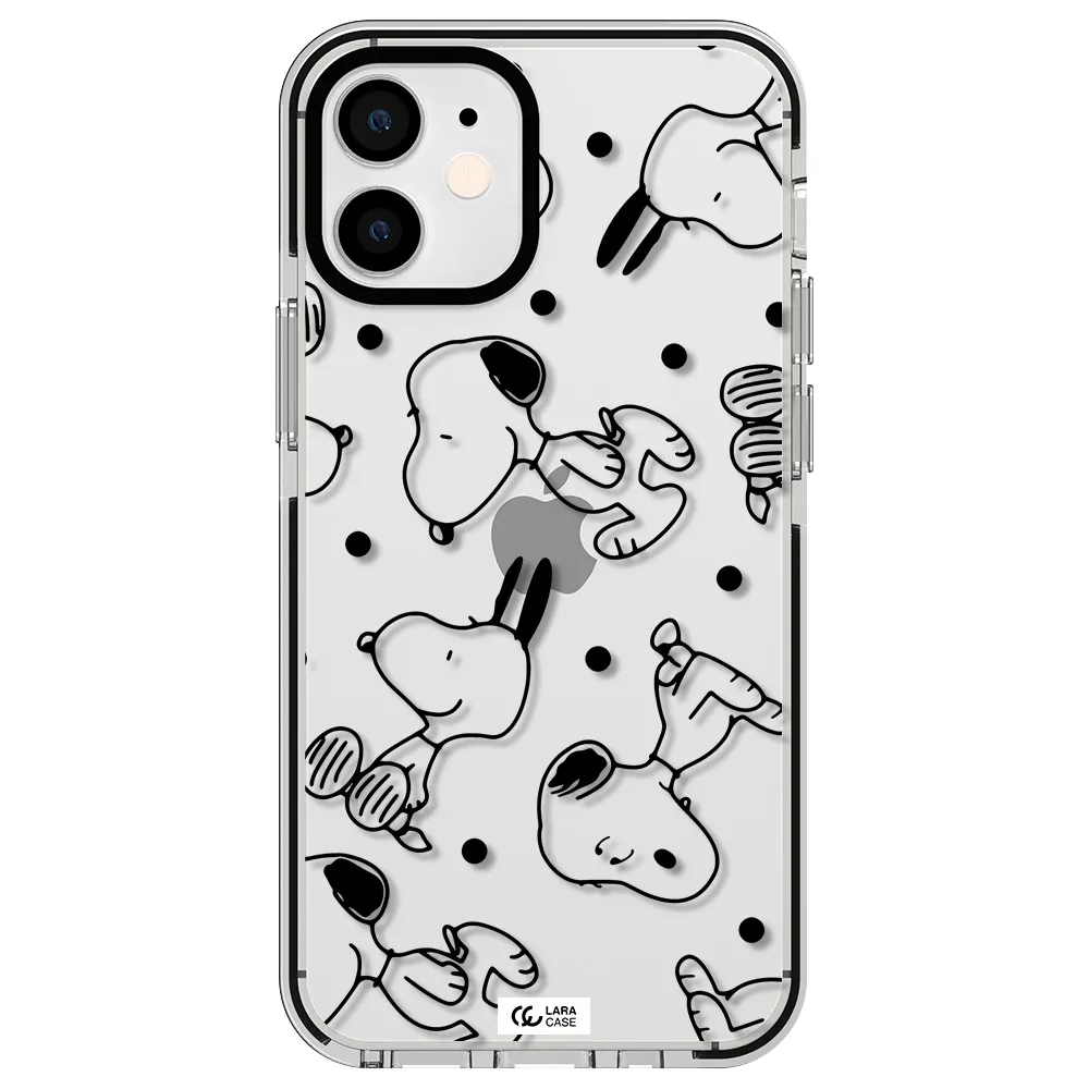a pattern of cartoon characters Apple iPhone 12 mini impact black border Case