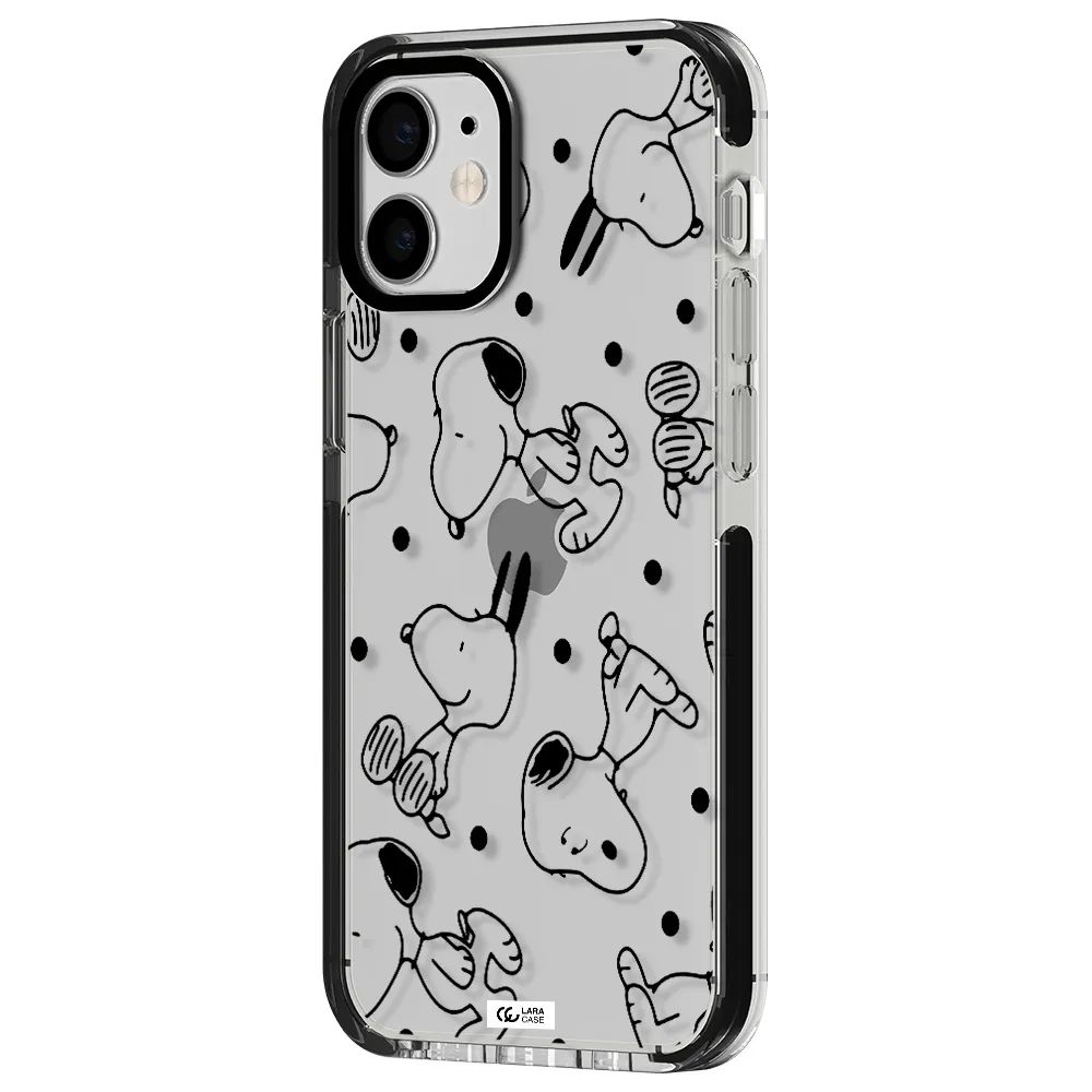 a pattern of cartoon characters Apple iPhone 12 mini impact black border Case
