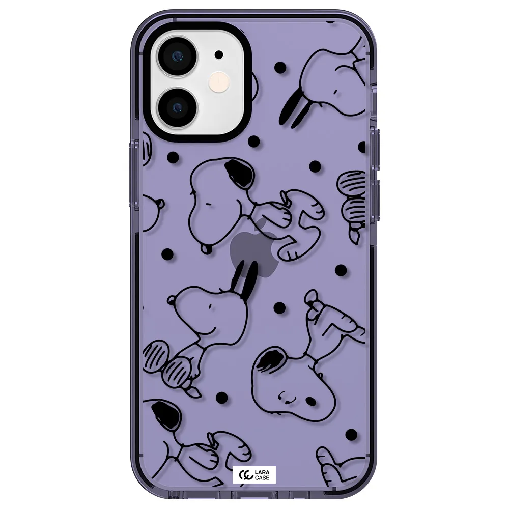 a pattern of cartoon characters Apple iPhone 12 mini impact Lilac Case