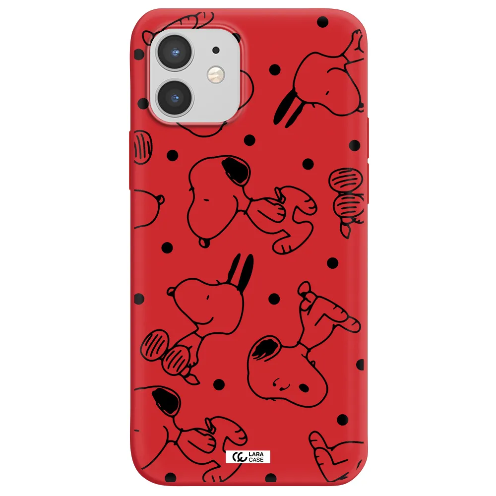 a pattern of cartoon characters Apple iPhone 12 mini Silicone Imperial Red Case
