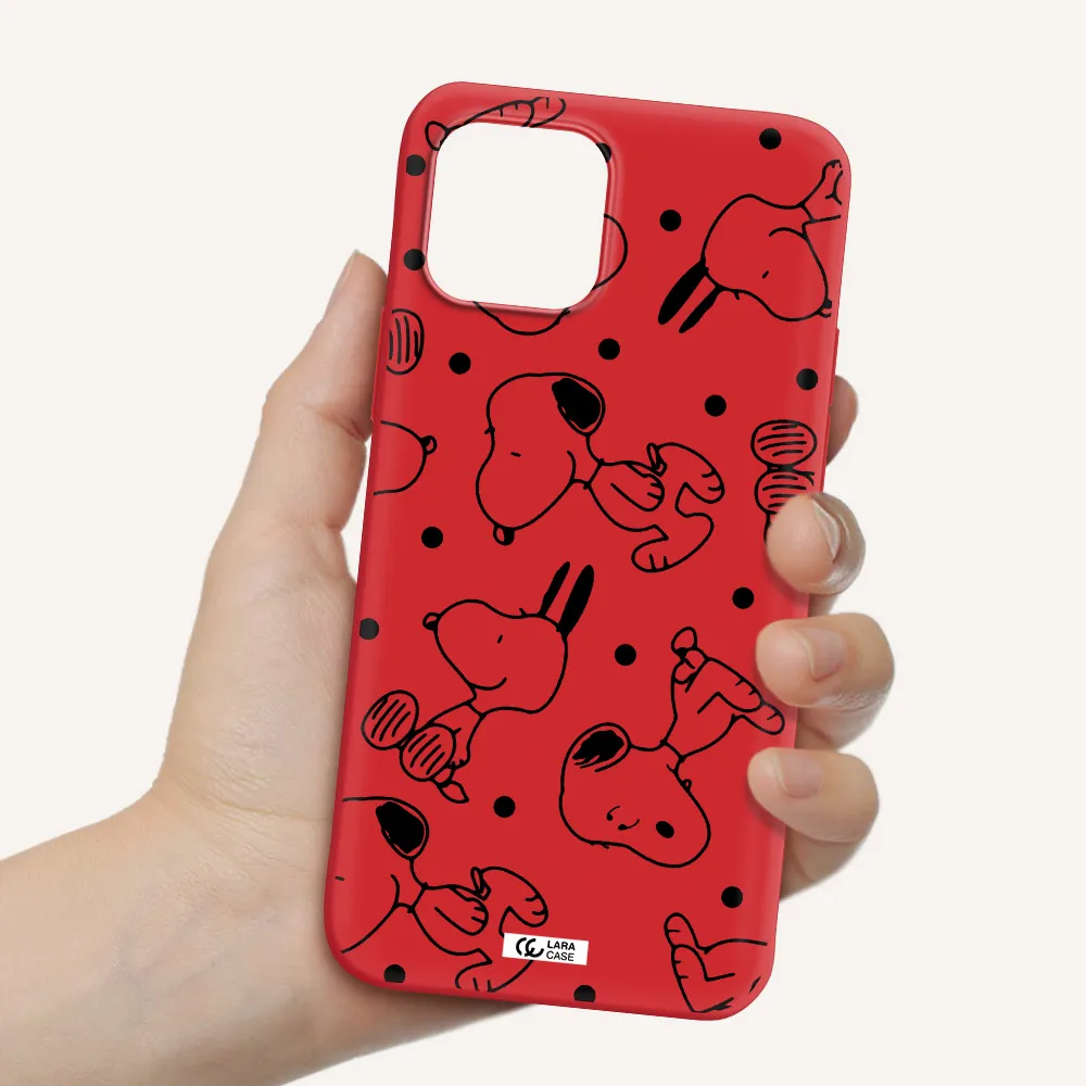 a pattern of cartoon characters Apple iPhone 12 mini Silicone Imperial Red Case